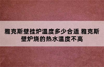 雅克斯壁挂炉温度多少合适 雅克斯壁炉烧的热水温度不高